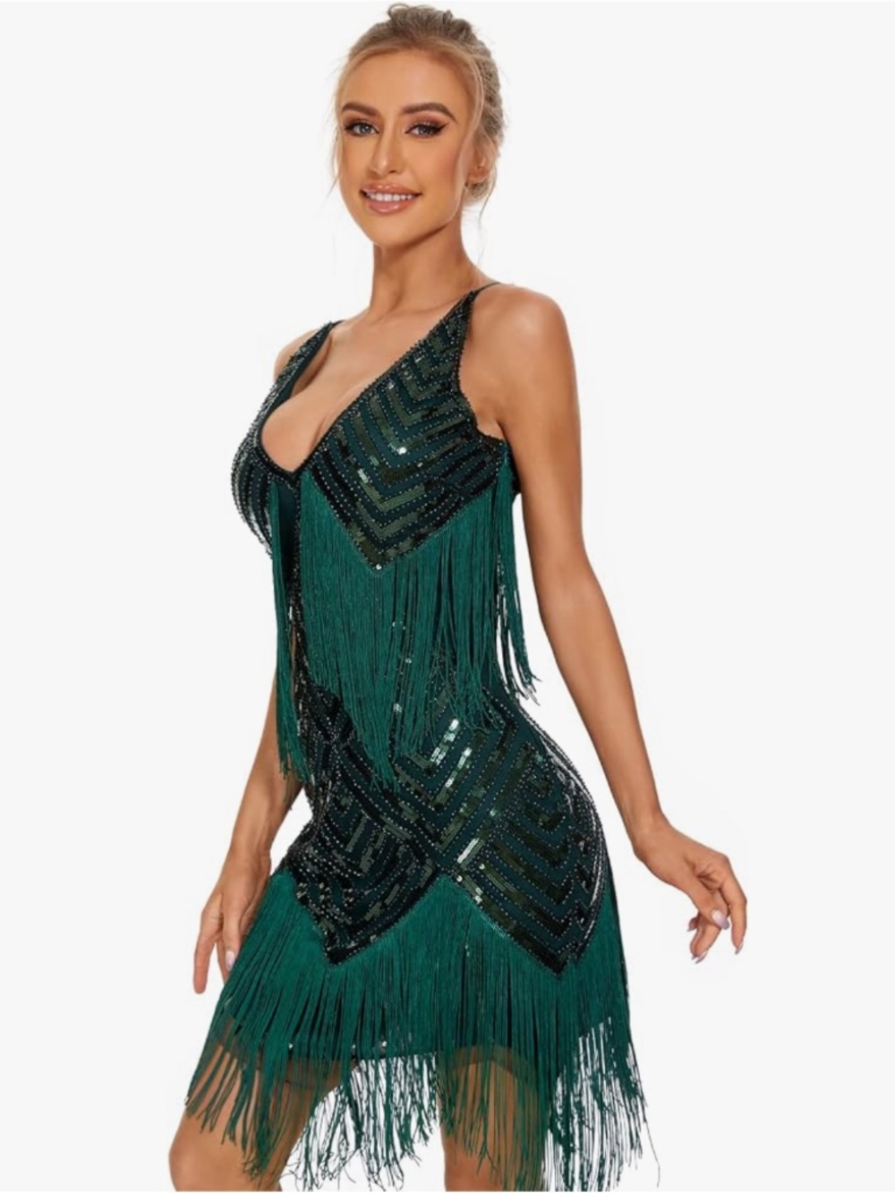 Sweetv 1920s Gatsby Flapper green Dress size medium